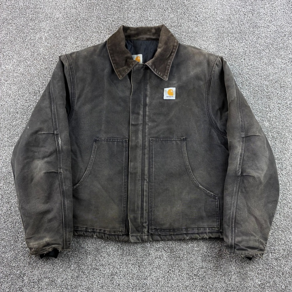 Vintage Carhartt Jacket Mens XL Black Smoked Out Arctic Detroit Quilted J02 BLK